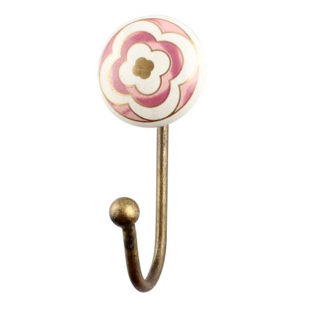Pink Ceramic Floral Wall Hook